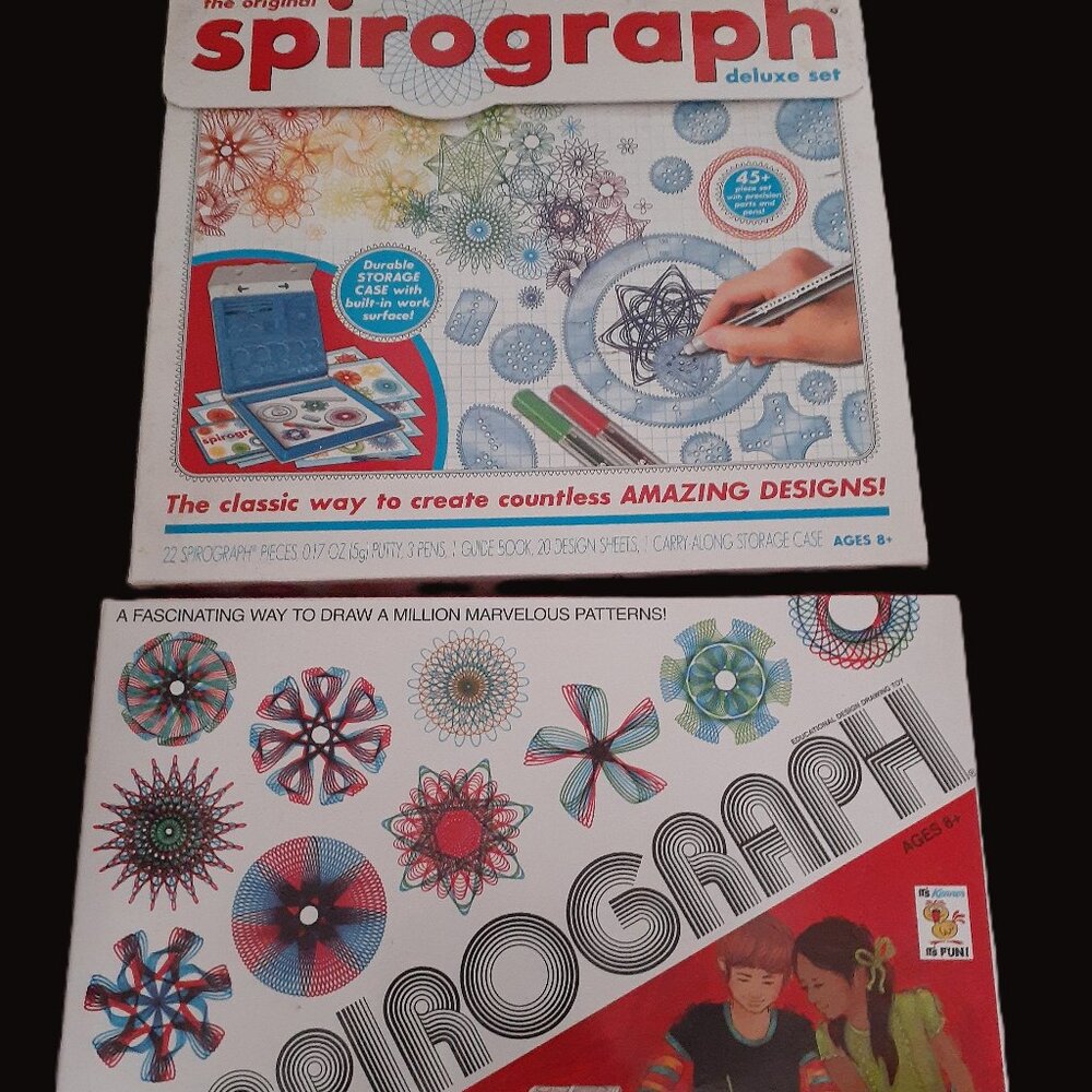 X2 SPIROGRAPHS THE ORIGINAL SPIROGRAPH DELUXE SET W/STORAGE CASE-KENNER & HASBRO